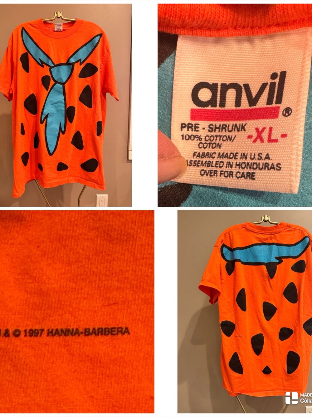 Vintage 1997 Hanna-Barbera Fred Flintstone all-over print costume t-shirt.